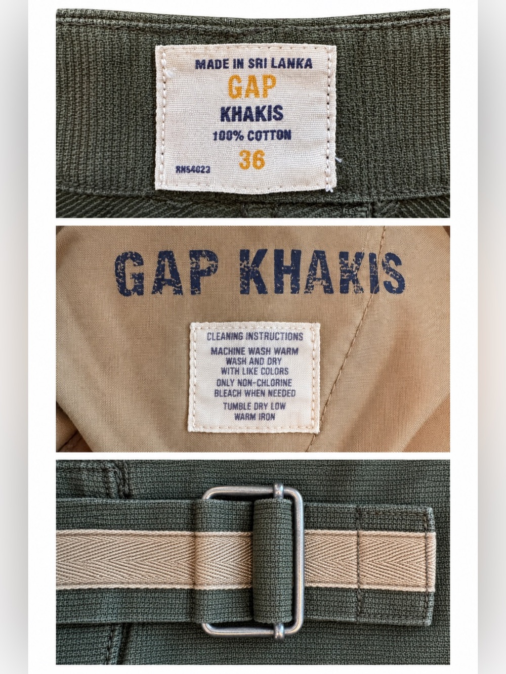 Gap Khakis Men’s Olive Corduroy Buckle Tab Shorts Size 36 - Picture 2 of 4